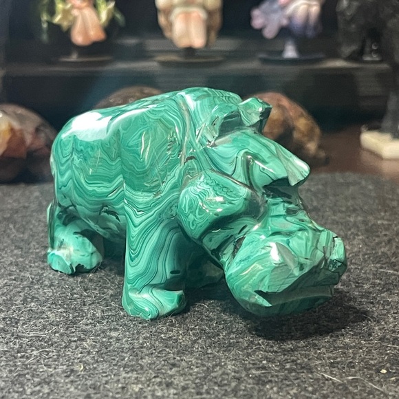 Green Malachite Hippo Figurine - Picture 5 of 8